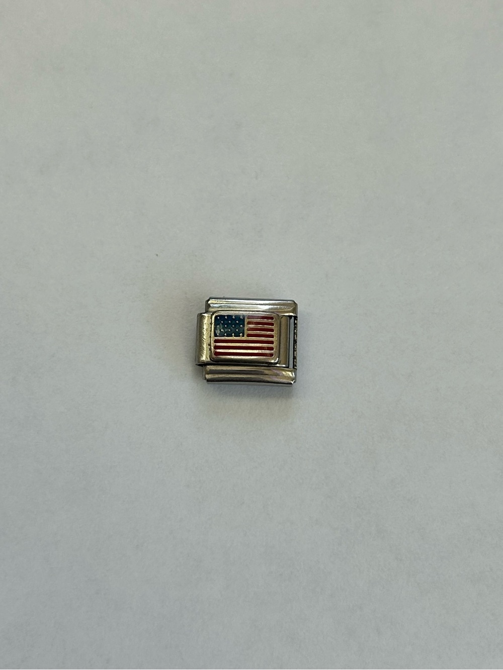 Stainless Steel Italian Charm with American Flag